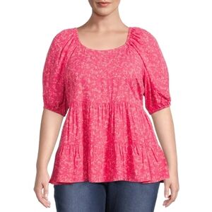 Terra & Sky Vibrant Pink With Orange Floral Blouse